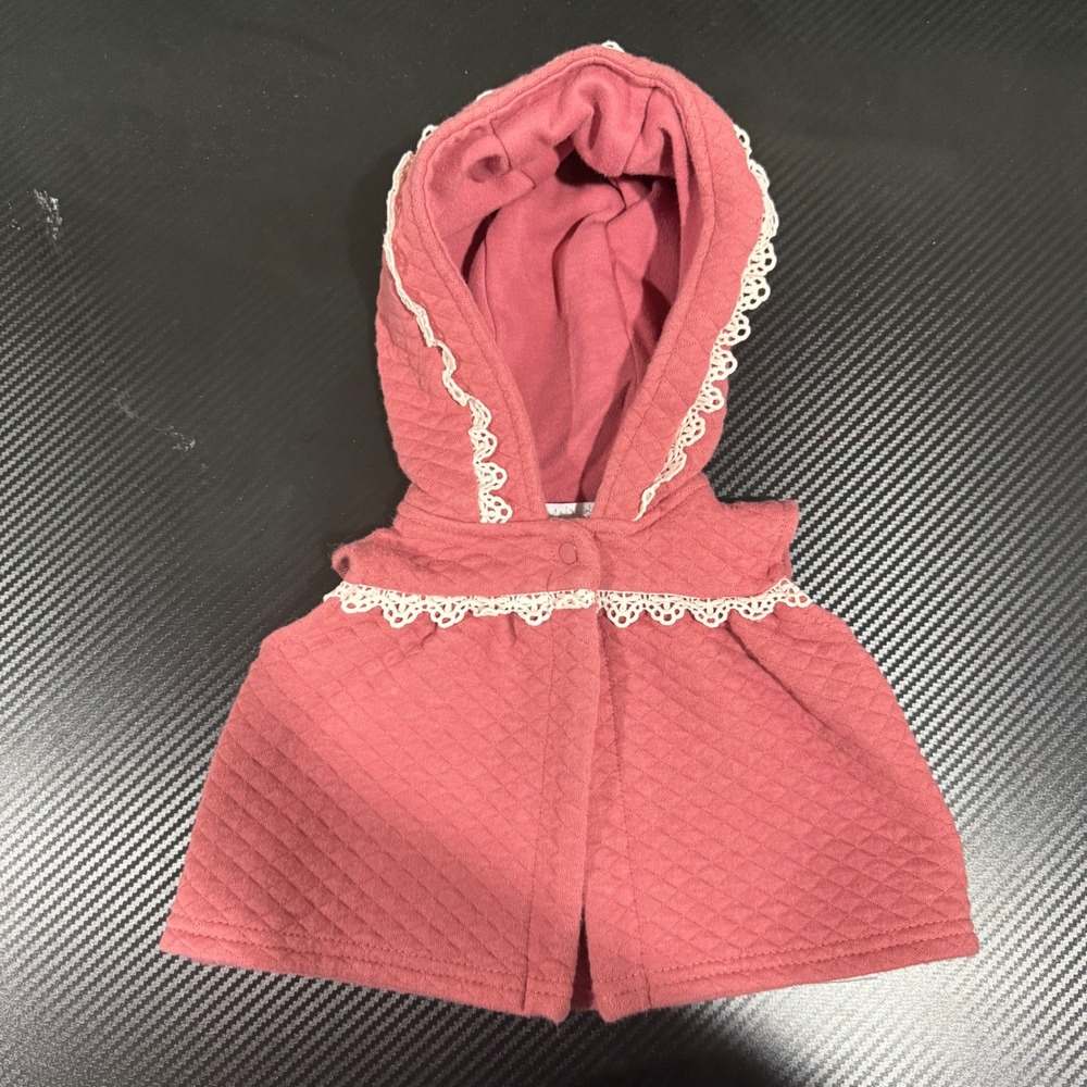 Baby Girls 3-6 month hooded Pink Vest cotton layer winter cute cottagecore